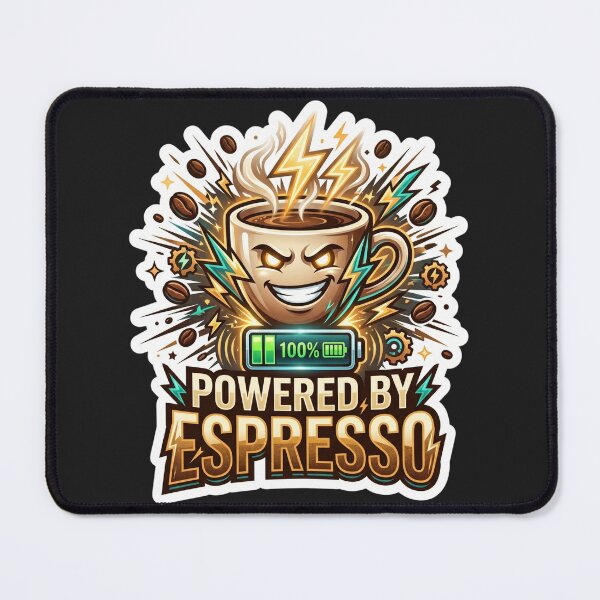 Item preview, Powered By Espresso Funny Coffee Lover Design designed and sold by Pixel Analytics.