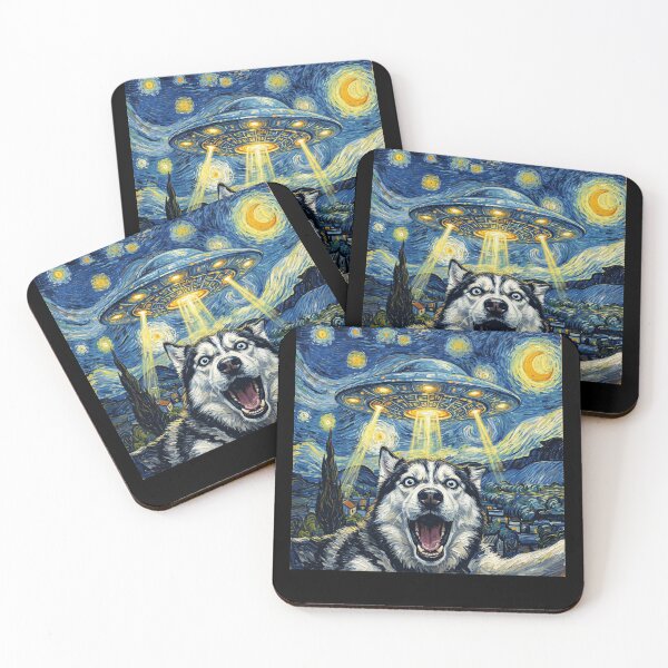 Item preview, Siberian Husky Starry Night UFO Van Gogh Art Dog Selfie Lover designed and sold by Kimberley King Art  King Art.