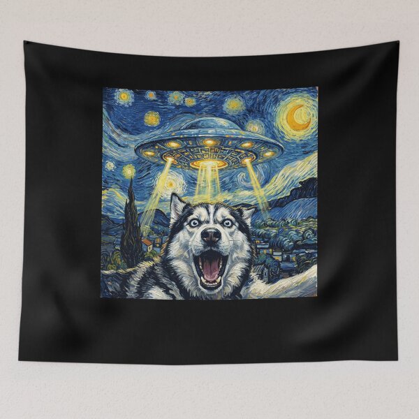 Item preview, Siberian Husky Starry Night UFO Van Gogh Art Dog Selfie Lover designed and sold by Kimberley King Art  King Art.