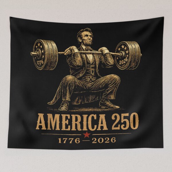 Item preview, Abraham Lincoln America 250 Gym Weightlifting Bodybuilding Workout Funny Patriotic Graphic designed and sold by NgumohaLanke.