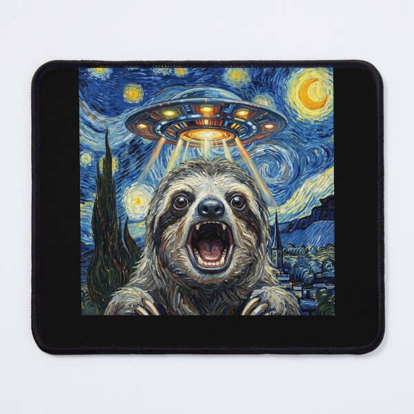 Item preview, Sloth Starry Night UFO Van Gogh Art Animal Selfie Lover designed and sold by Kimberley King Art  King Art.