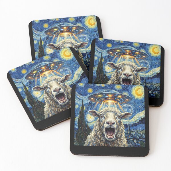 Item preview, Sheep Starry Night UFO Van Gogh Art Animal Selfie Lover designed and sold by Kimberley King Art  King Art.