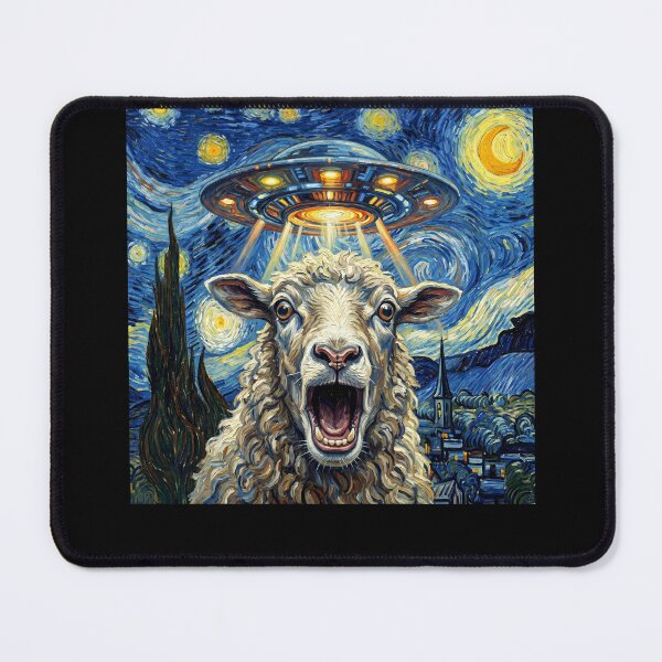 Item preview, Sheep Starry Night UFO Van Gogh Art Animal Selfie Lover designed and sold by Kimberley King Art King Art.