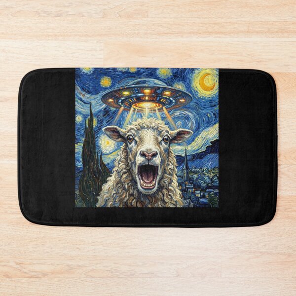 Item preview, Sheep Starry Night UFO Van Gogh Art Animal Selfie Lover designed and sold by Kimberley King Art  King Art.
