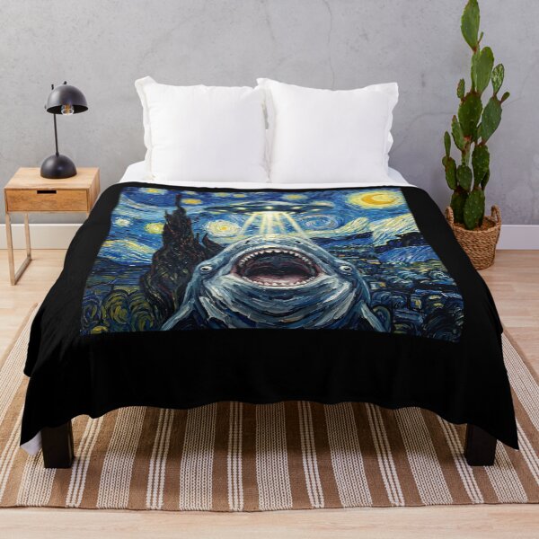 Item preview, Shark Starry Night UFO Van Gogh Art Animal Selfie Lover designed and sold by Kimberley King Art King Art.