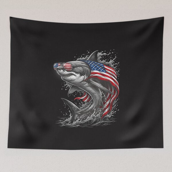 Item preview, Patriotic Shark American Flag Shark Lover Vintage 4th Of July Design designed and sold by kiralynstration.