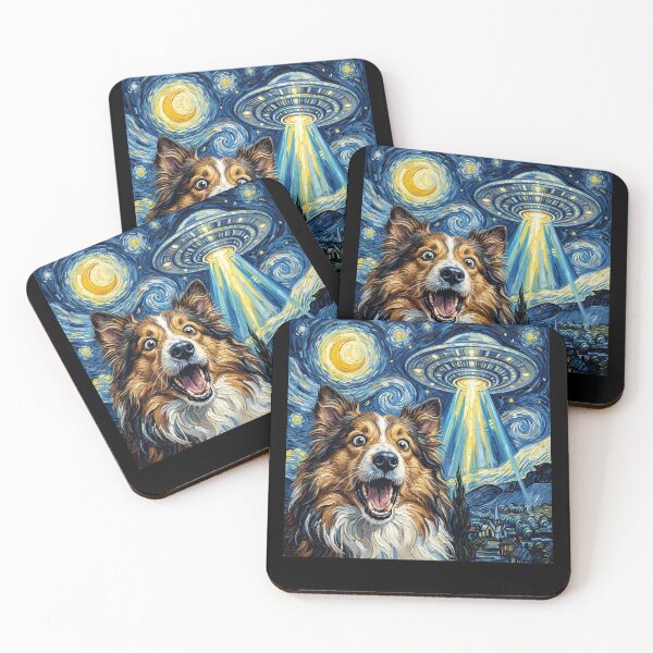 Item preview, Shetland Sheepdog Starry Night UFO Van Gogh Art Dog Selfie Lover designed and sold by Kimberley King Art  King Art.