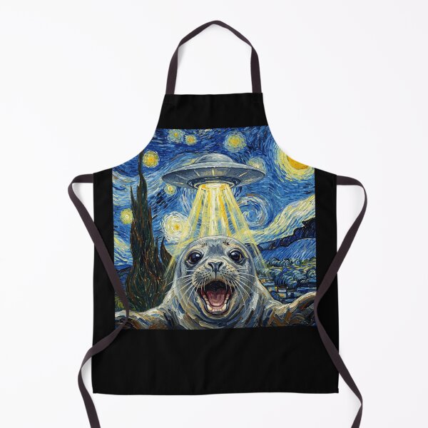 Item preview, Seal Starry Night UFO Van Gogh Art Animal Selfie Lover designed and sold by Kimberley King Art King Art.