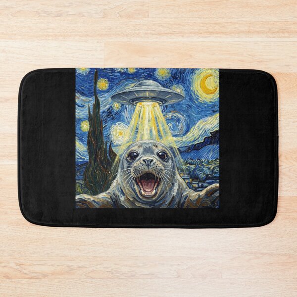 Item preview, Seal Starry Night UFO Van Gogh Art Animal Selfie Lover designed and sold by Kimberley King Art  King Art.