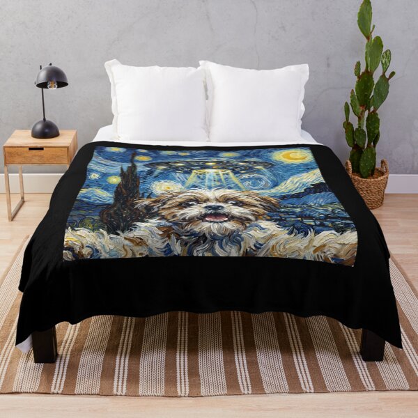 Item preview, Shih Tzu Starry Night UFO Van Gogh Art Dog Selfie Lover designed and sold by Kimberley King Art King Art.