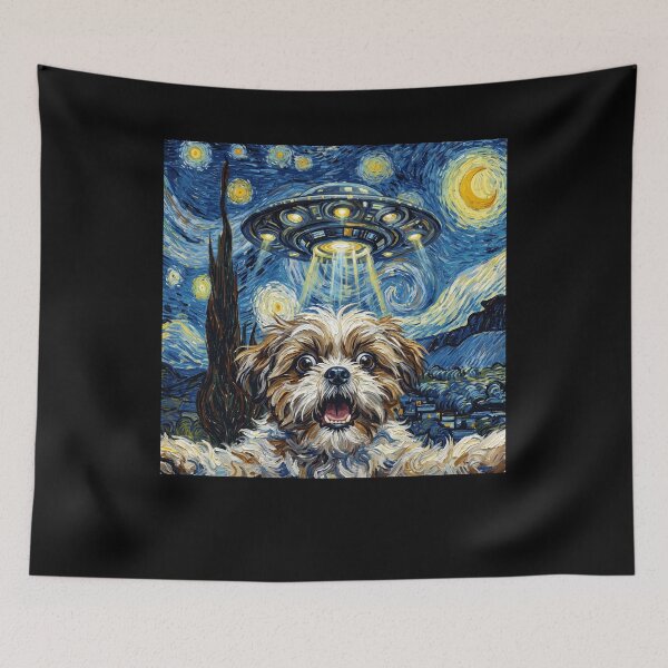 Item preview, Shih Tzu Starry Night UFO Van Gogh Art Dog Selfie Lover designed and sold by Kimberley King Art  King Art.