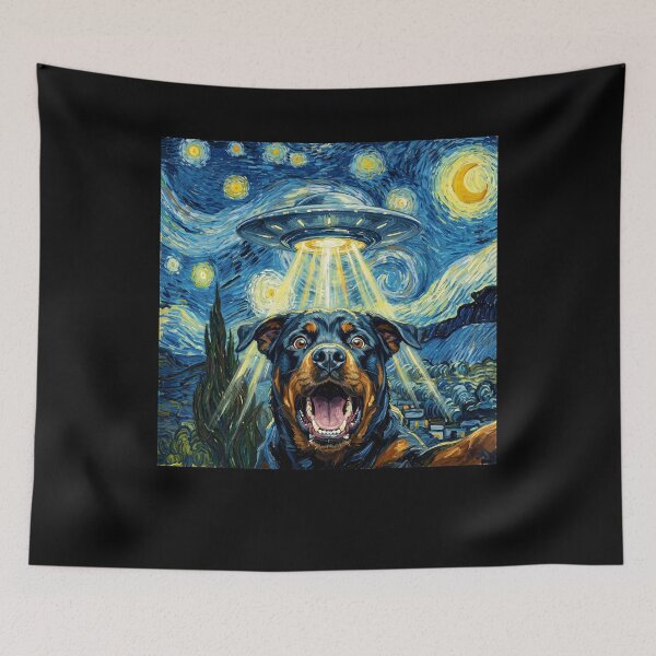 Item preview, Rottweiler Starry Night UFO Van Gogh Art Dog Selfie Lover designed and sold by Kimberley King Art  King Art.