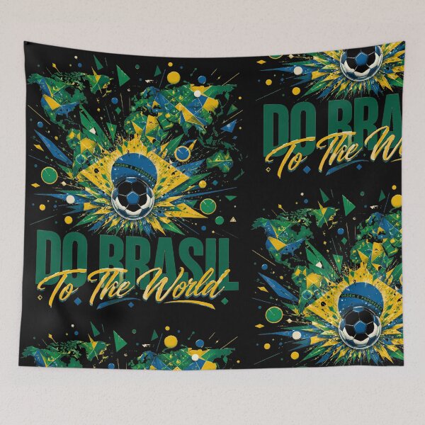 Artikelvorschau, DO BRASIL To The World Brasilien Fußballgrafik | Brasilianische Fußball-Fan-Kunst | Inspiriert von der WM 2026 entworfen und verkauft von rebuZZ-Apparels-The Minimalistic Buzz.