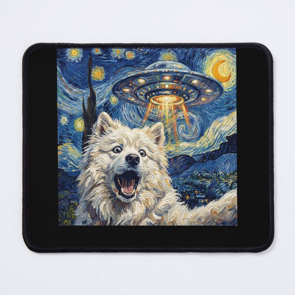 Item preview, Samoyed Starry Night UFO Van Gogh Art Dog Selfie Lover designed and sold by Kimberley King Art King Art.