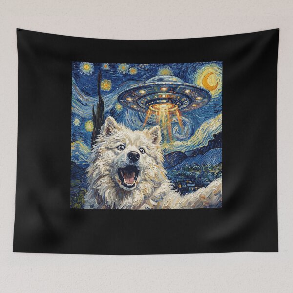 Item preview, Samoyed Starry Night UFO Van Gogh Art Dog Selfie Lover designed and sold by Kimberley King Art  King Art.