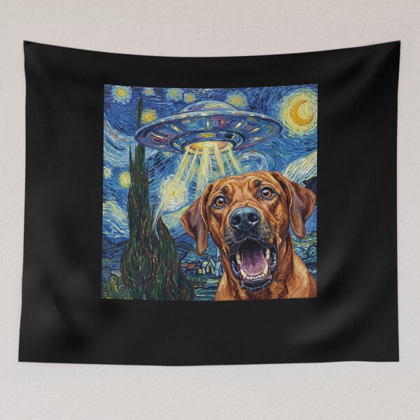 Item preview, Rhodesian Ridgeback Starry Night UFO Van Gogh Art Dog Selfie Lover designed and sold by Kimberley King Art  King Art.