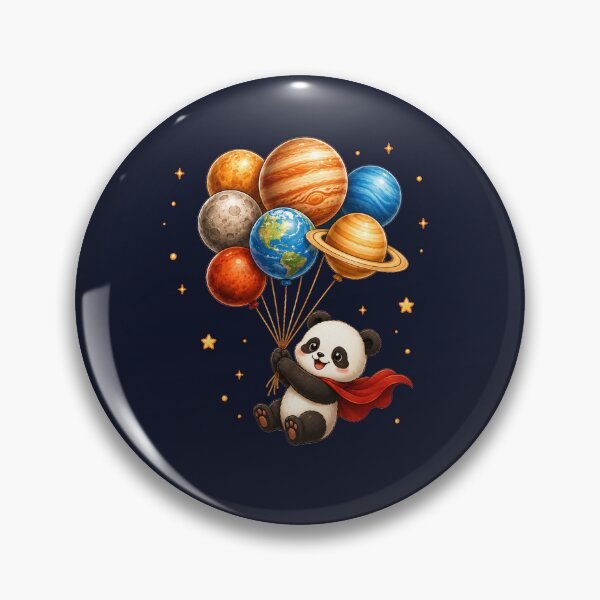 Item preview, Cute Kawaii Panda Flying with Planet Balloons designed and sold by Seculinator.