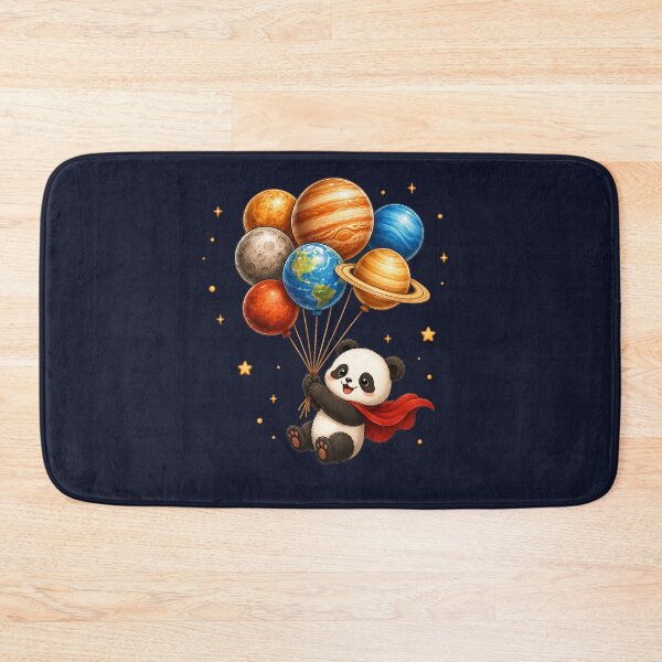 Item preview, Cute Kawaii Panda Flying with Planet Balloons designed and sold by Seculinator.