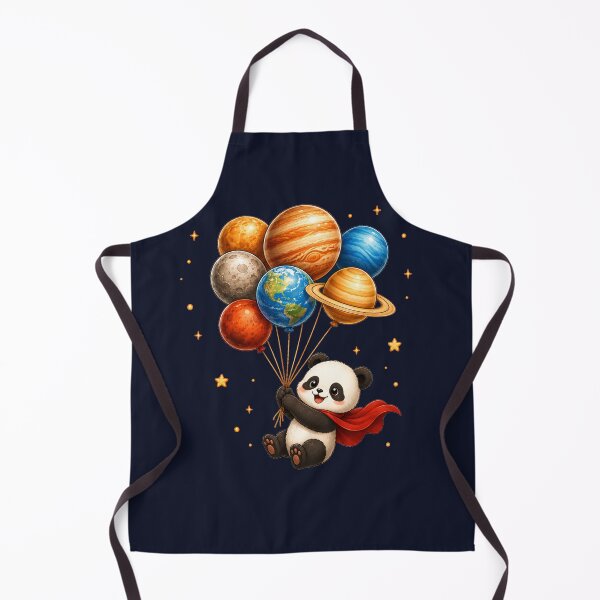 Item preview, Cute Kawaii Panda Flying with Planet Balloons designed and sold by Seculinator.