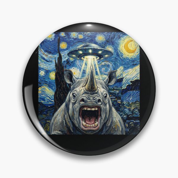 Artikelvorschau, Nashorn Sternennacht UFO Van Gogh Kunst Tier Selfie Liebhaber entworfen und verkauft von Kimberley King Art King Art.