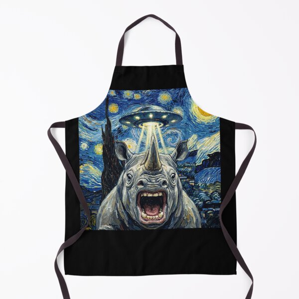 Item preview, Rhino Starry Night UFO Van Gogh Art Animal Selfie Lover designed and sold by Kimberley King Art King Art.