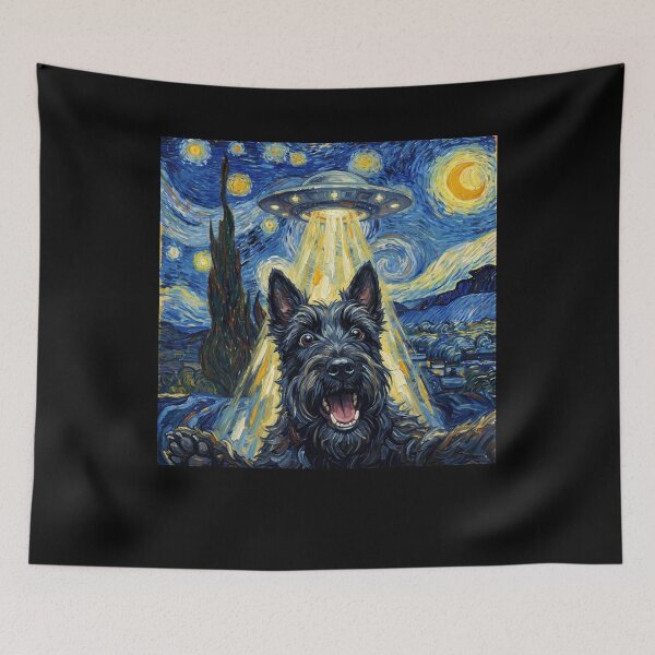 Item preview, Scottish Terrier Starry Night UFO Van Gogh Art Dog Selfie Lover designed and sold by Kimberley King Art  King Art.