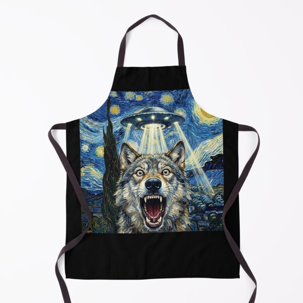 Item preview, Wolf Starry Night UFO Van Gogh Art Animal Selfie Lover designed and sold by Kimberley King Art King Art.