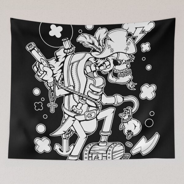 Item preview, Cartoon Skeleton Pirate With Treasure Chest designed and sold by Lexkon Liu's art.