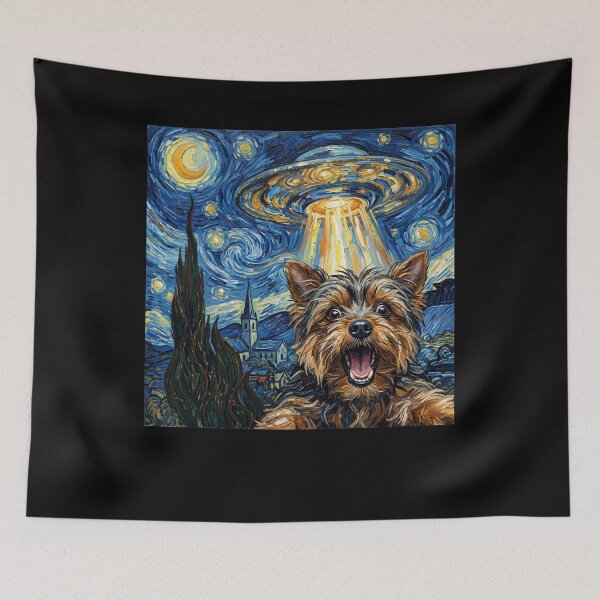 Item preview, Yorkshire Terrier Starry Night UFO Van Gogh Art Dog Selfie Lover designed and sold by Kimberley King Art  King Art.