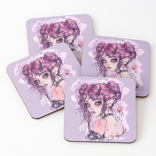 Item preview, Pastel goth girl - kawaii anime manga drawing - lilac aesthetic gothic girl designed and sold by StudioPeachPop.