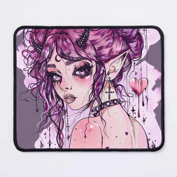 Item preview, Pastel goth girl - kawaii anime manga drawing - lilac aesthetic gothic girl designed and sold by StudioPeachPop.