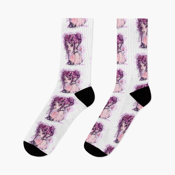 Item preview, Pastel goth girl - kawaii anime manga drawing - lilac aesthetic gothic girl designed and sold by StudioPeachPop.