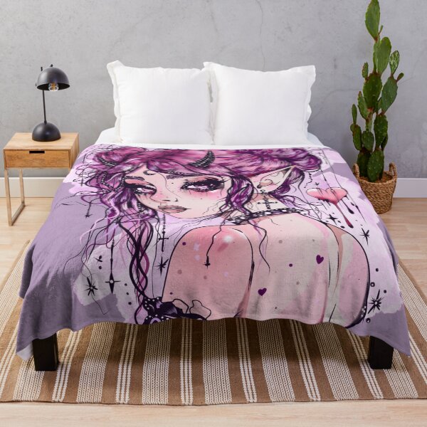 Item preview, Pastel goth girl - kawaii anime manga drawing - lilac aesthetic gothic girl designed and sold by StudioPeachPop.