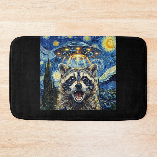 Item preview, Raccoon Starry Night UFO Van Gogh Art Animal Selfie Lover designed and sold by Kimberley King Art  King Art.