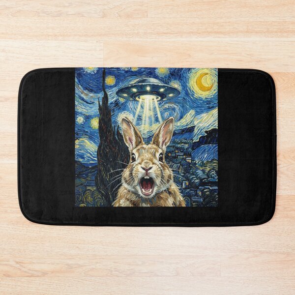 Item preview, Rabbit Starry Night UFO Van Gogh Art Animal Selfie Lover designed and sold by Kimberley King Art  King Art.