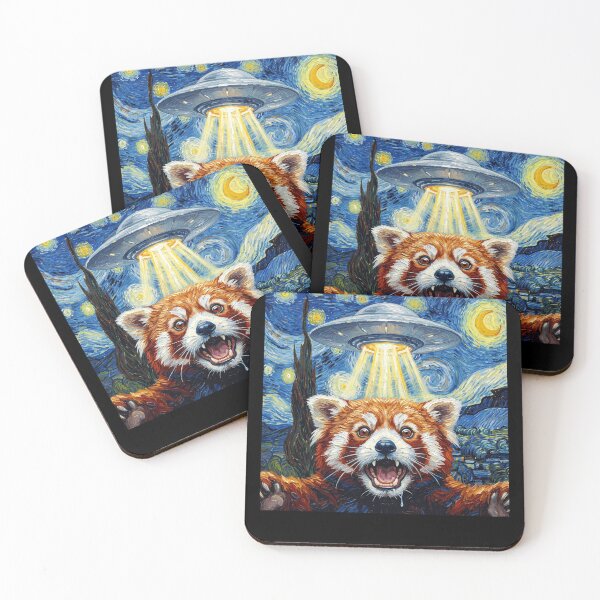 Item preview, Red Panda Starry Night UFO Van Gogh Art Animal Selfie Lover designed and sold by Kimberley King Art  King Art.