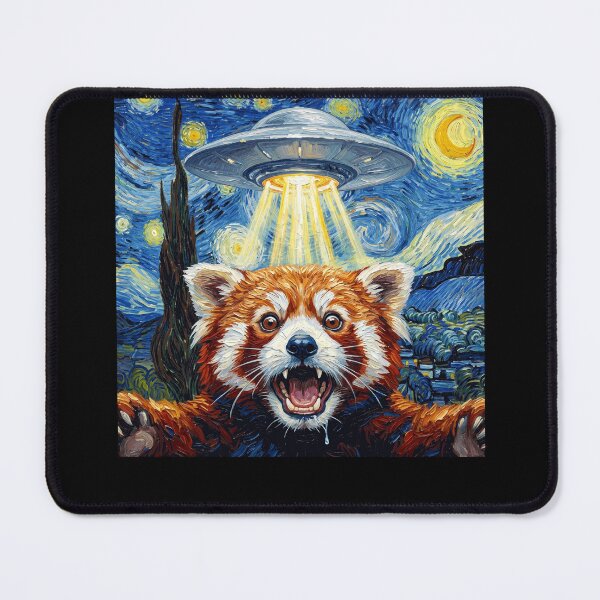 Item preview, Red Panda Starry Night UFO Van Gogh Art Animal Selfie Lover designed and sold by Kimberley King Art  King Art.