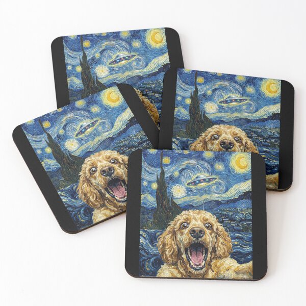 Item preview, Poodle Starry Night UFO Van Gogh Art Dog Selfie Lover designed and sold by Kimberley King Art  King Art.