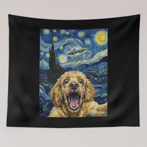 Item preview, Poodle Starry Night UFO Van Gogh Art Dog Selfie Lover designed and sold by Kimberley King Art  King Art.