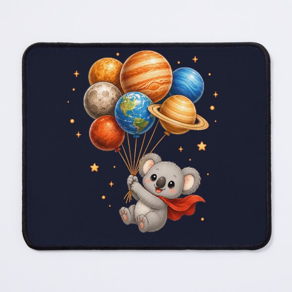Item preview, Cute Kawaii Koala Flying with Planet Balloons designed and sold by Seculinator.