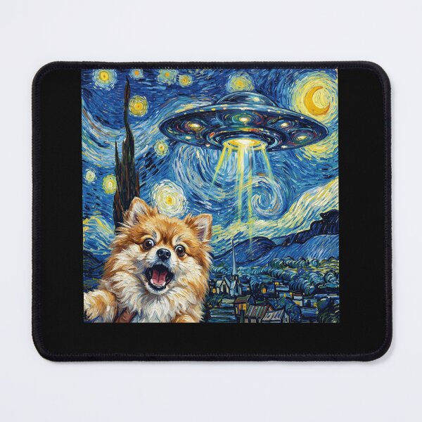 Item preview, Pomeranian Starry Night UFO Van Gogh Art Dog Selfie Lover designed and sold by Kimberley King Art King Art.
