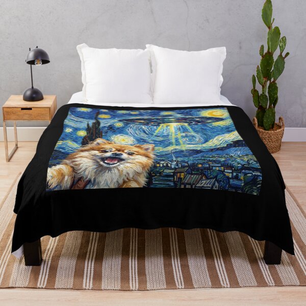 Item preview, Pomeranian Starry Night UFO Van Gogh Art Dog Selfie Lover designed and sold by Kimberley King Art King Art.