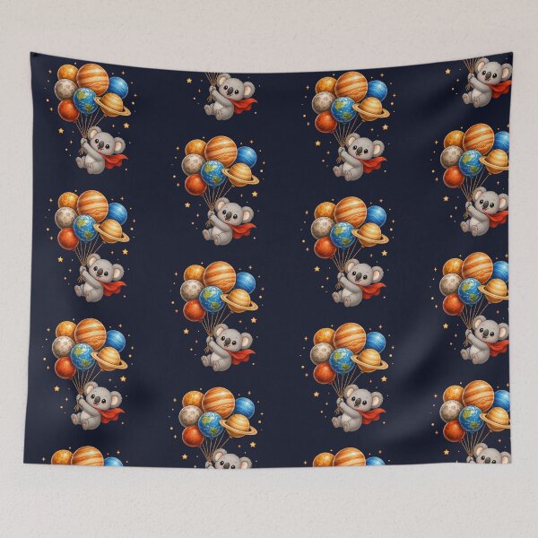 Item preview, Cute Kawaii Koala Flying with Planet Balloons designed and sold by Seculinator.