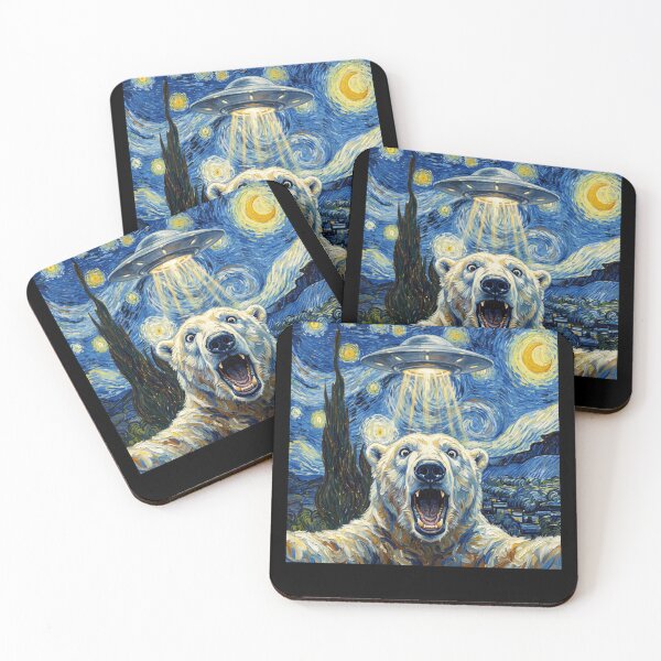 Item preview, Polar Bear Starry Night UFO Van Gogh Art Animal Selfie Lover designed and sold by Kimberley King Art  King Art.
