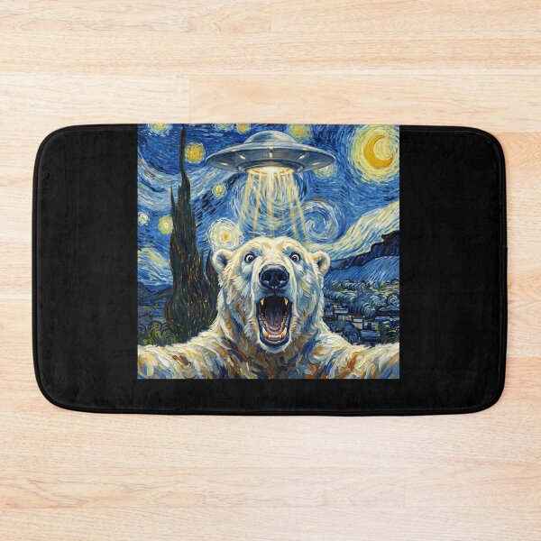 Item preview, Polar Bear Starry Night UFO Van Gogh Art Animal Selfie Lover designed and sold by Kimberley King Art  King Art.
