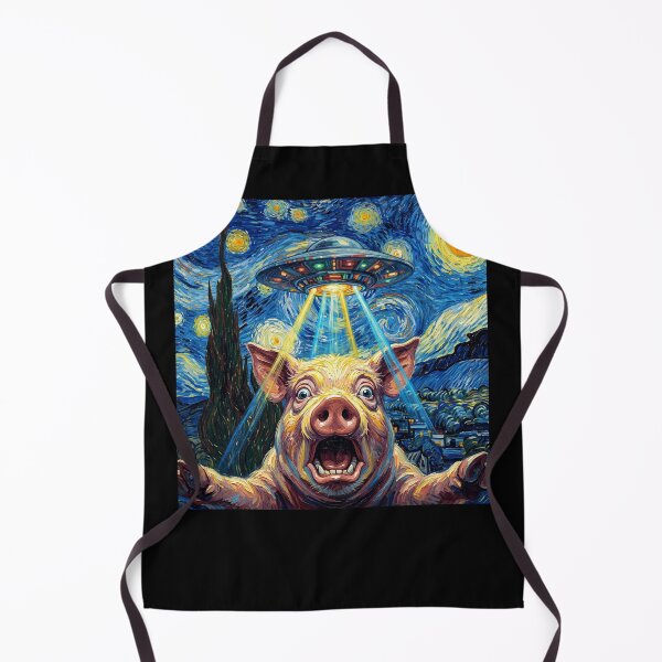 Item preview, Pig Starry Night UFO Van Gogh Art Animal Selfie Lover designed and sold by Kimberley King Art King Art.