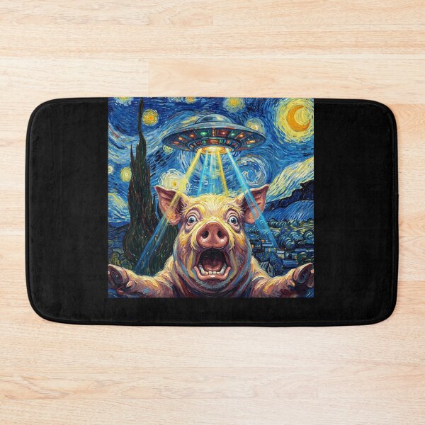 Item preview, Pig Starry Night UFO Van Gogh Art Animal Selfie Lover designed and sold by Kimberley King Art  King Art.