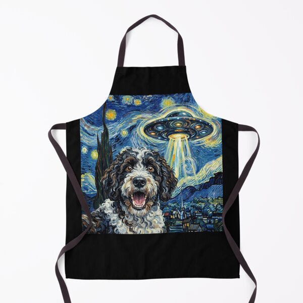 Item preview, Portuguese Water Dog Starry Night UFO Van Gogh Art Dog Selfie Lover designed and sold by Kimberley King Art King Art.