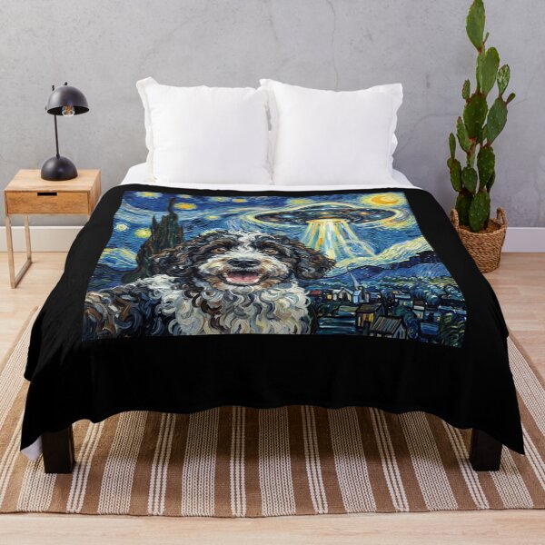 Item preview, Portuguese Water Dog Starry Night UFO Van Gogh Art Dog Selfie Lover designed and sold by Kimberley King Art King Art.