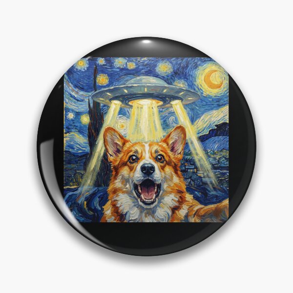 Item preview, Pembroke Welsh Corgi Starry Night UFO Van Gogh Art Dog Selfie Lover designed and sold by Kimberley King Art  King Art.